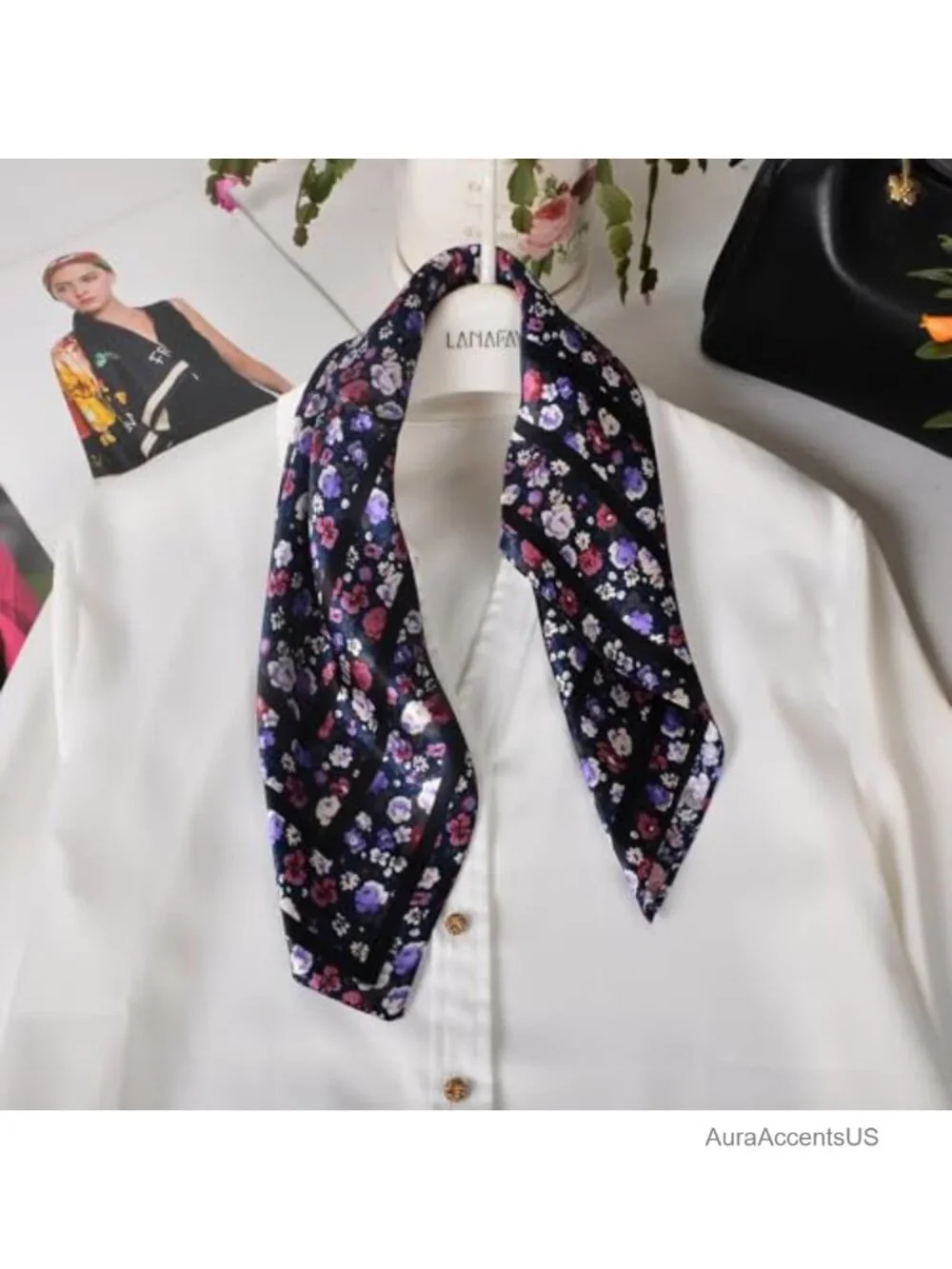 Women 100% Mulberry Silk Lightweight Square Scarf - Neckerchief Gift
